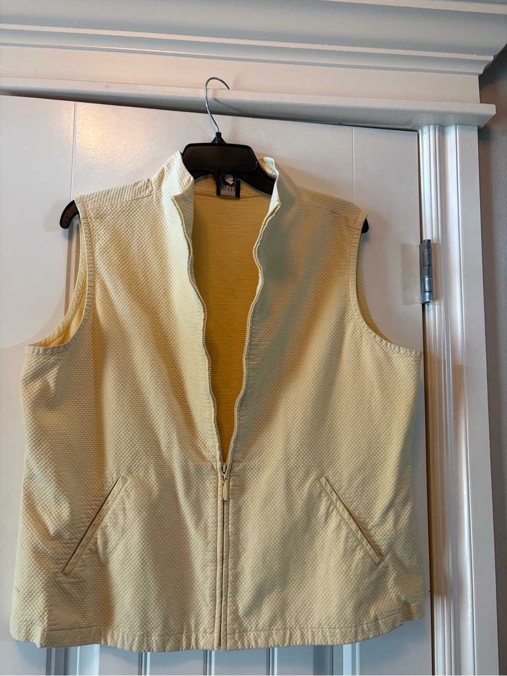 Eileen Fisher Pale Yellow Textured Zip Vest - Picture 5 of 6
